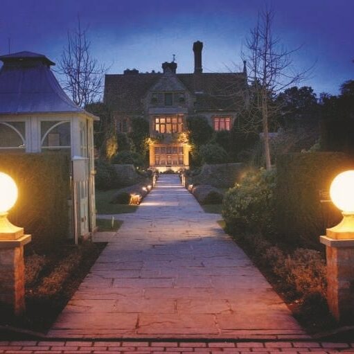 Hand-crafted finial globe lights installed at Raymond Blanc’s Le Manoir aux Quat’ Saisons Hotel and Restaurant, Oxfordshire